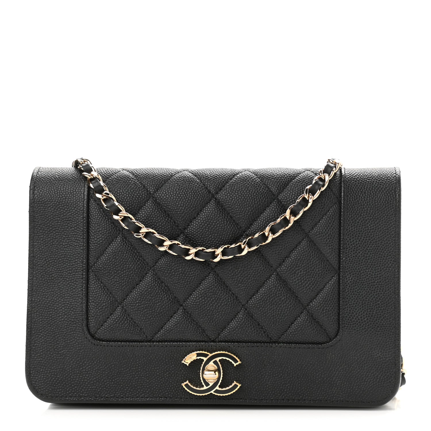Chanel Caviar Quilted Vintage Mademoiselle Wallet On Chain WOC Black 1 of 12