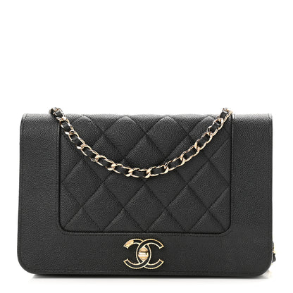 Chanel Caviar Quilted Vintage Mademoiselle Wallet On Chain WOC Black 1 of 12
