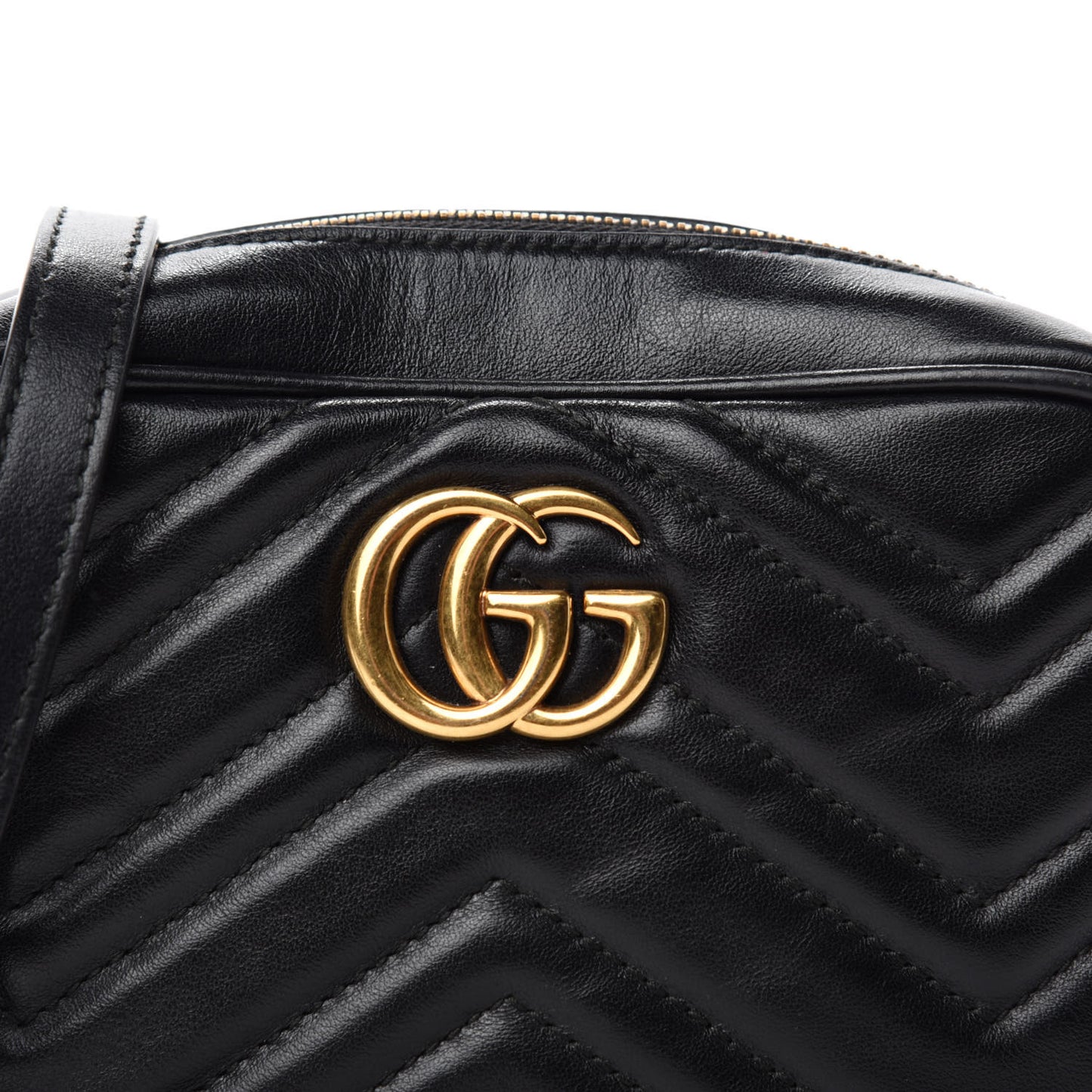 Calfskin Matelasse Mini GG Marmont Chain Shoulder Bag Black