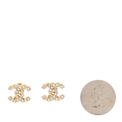 Chanel Crystal Textured CC Earrings Gold 2 of 5