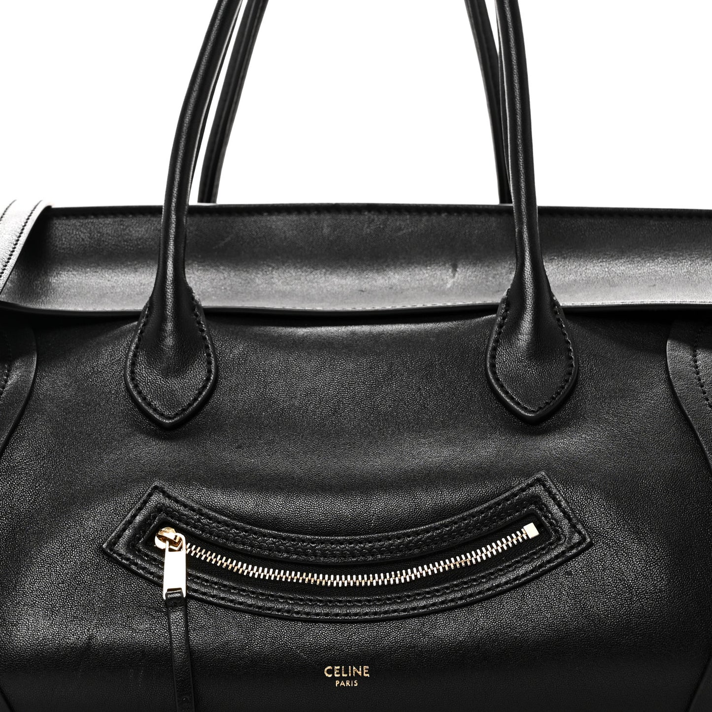 Supple Shiny Lambskin Medium Smiling New Luggage Black