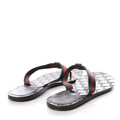 Gucci Nylon Guccissima Web Womens Thong Sandals 39.5 Green Red Cocoa 5 of 8