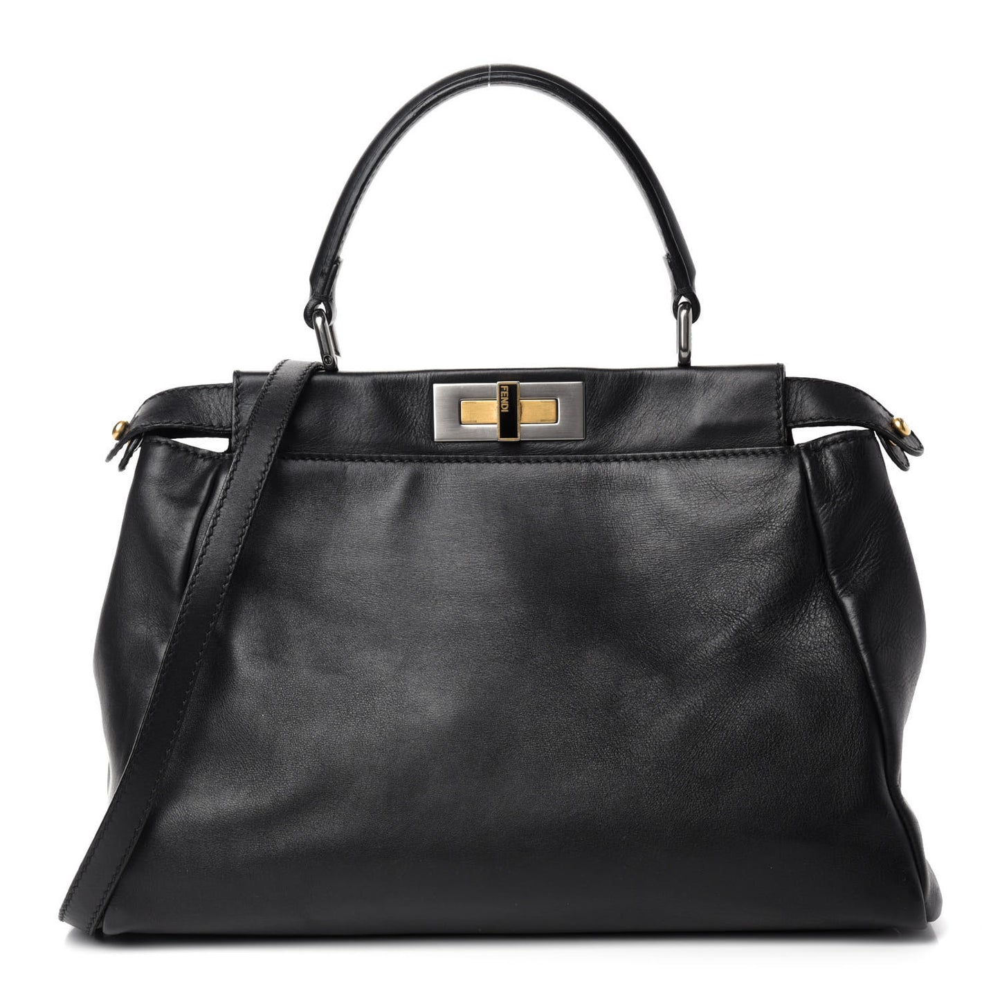 Vitello Suede Medium Peekaboo Iconic Satchel Black
