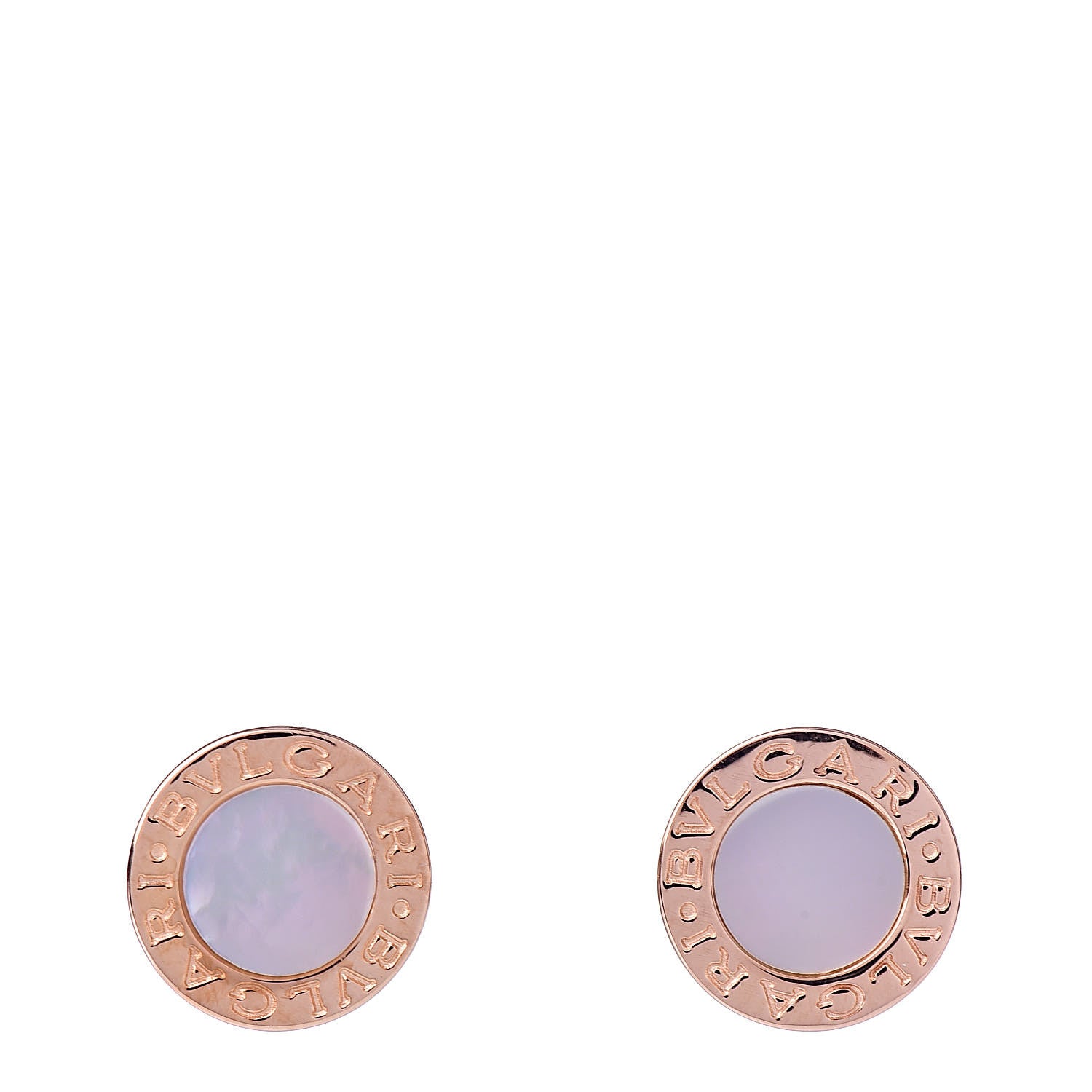 Bulgari 18K Rose Gold Mother of Pearl BVLGARI BVLGARI Stud Earrings 1 of 5