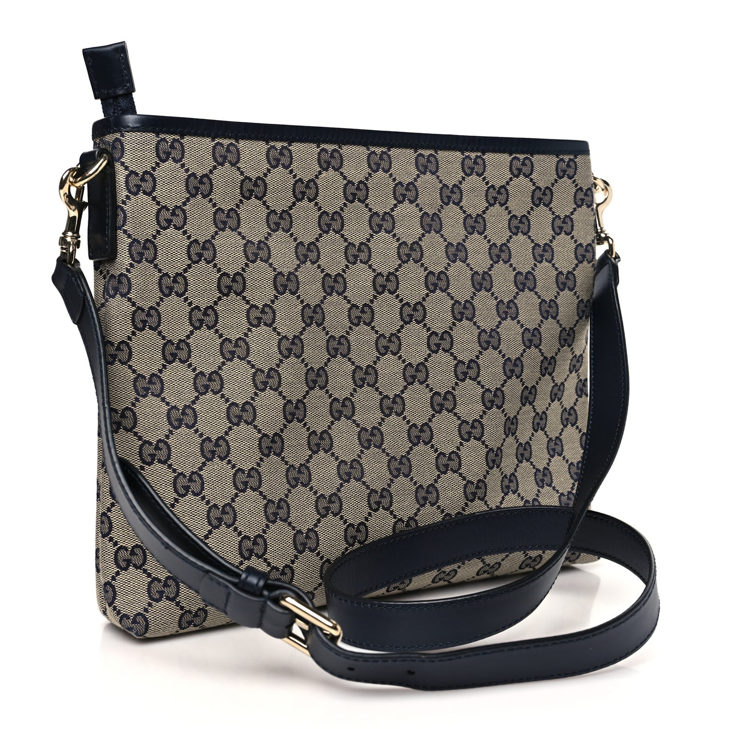 GG Supreme Monogram Web Flat Messenger Bag Navy
