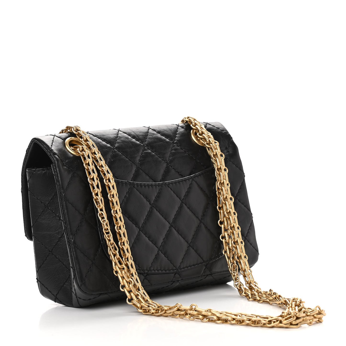 Aged Calfskin Quilted 2.55 Reissue Mini Flap Black