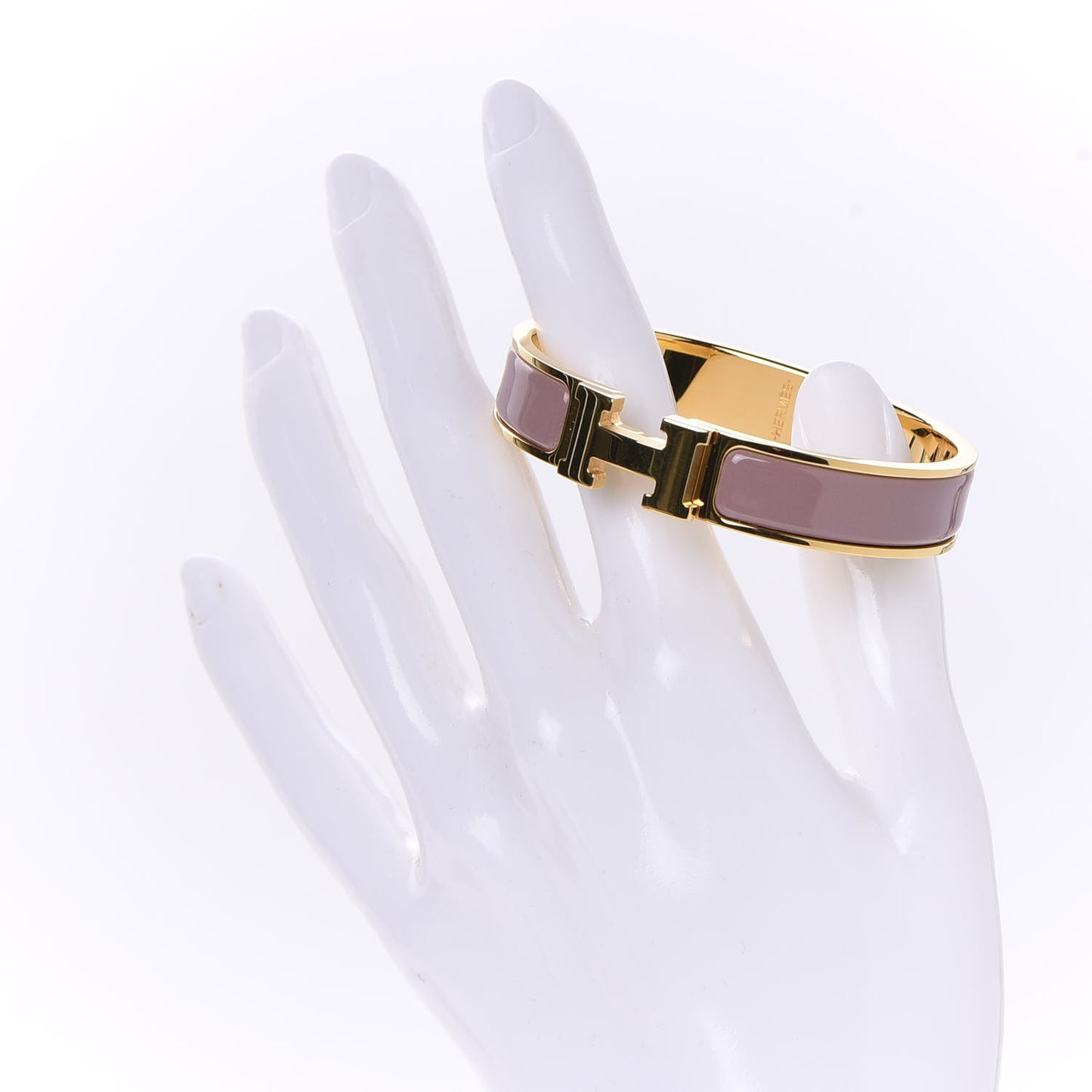 Enamel Narrow Clic Clac H Bracelet PM Bois De Rose