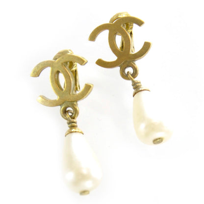 Chanel Pearl CC Dangle Clip On Earrings Gold 1 of 4