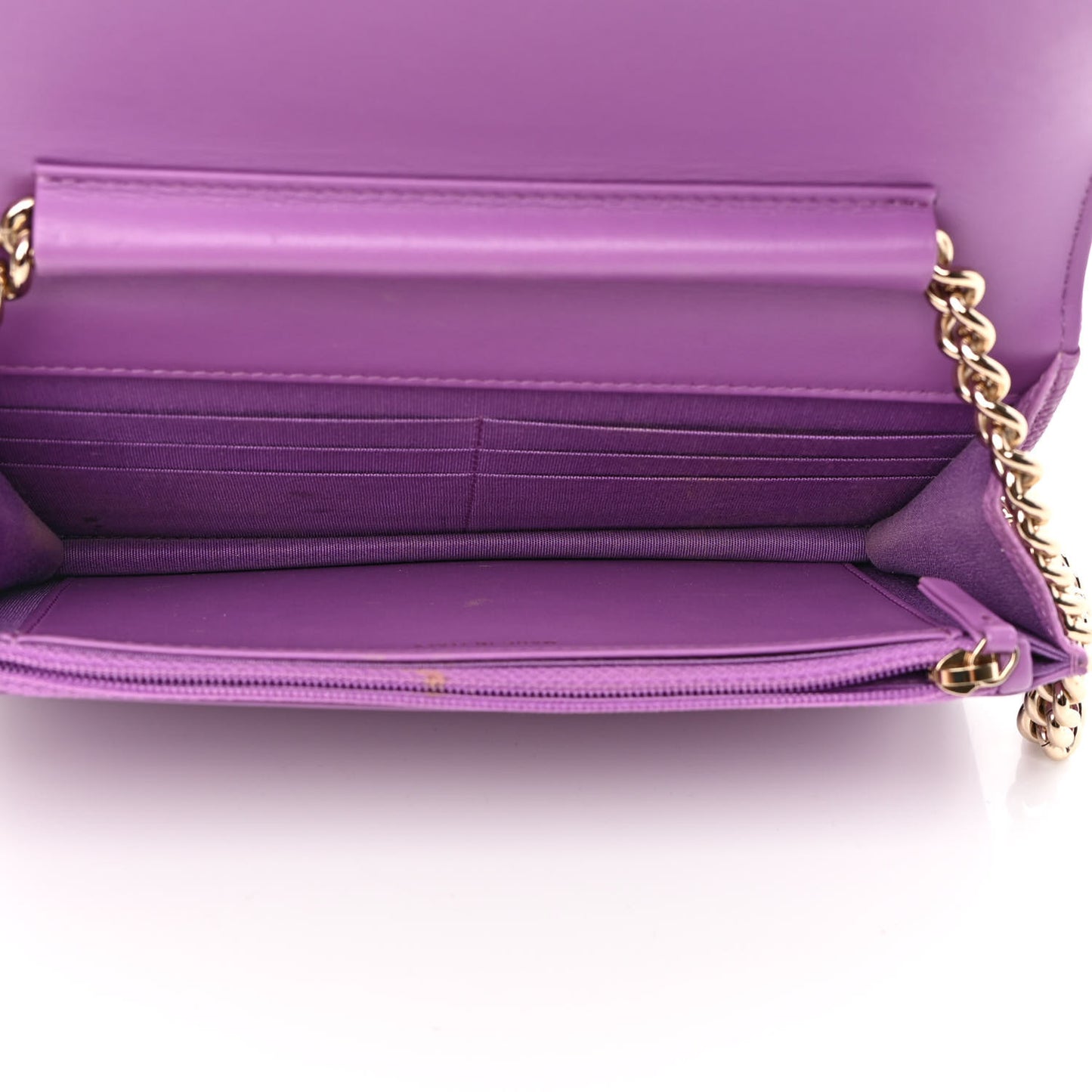 Caviar Quilted Boy Wallet On Chain WOC Purple