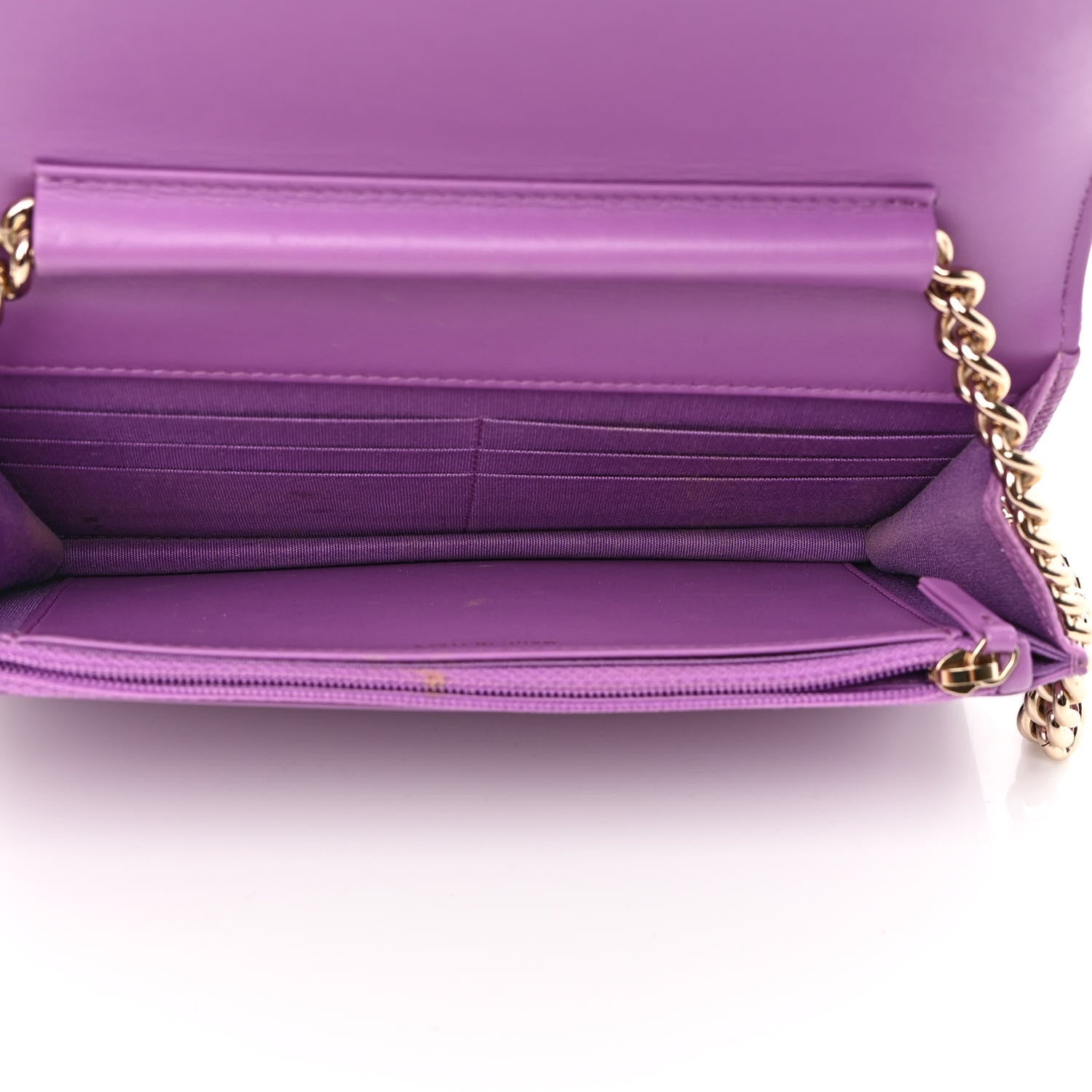 Chanel Caviar Quilted Boy Wallet On Chain WOC Purple 5 of 14