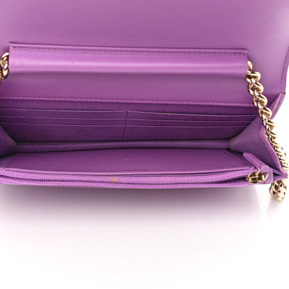 Chanel Caviar Quilted Boy Wallet On Chain WOC Purple 5 of 14