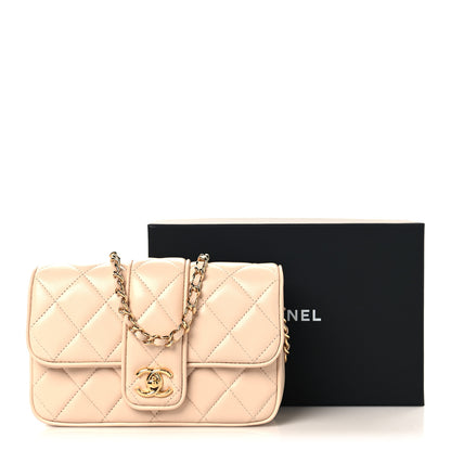 Chanel Lambskin Quilted Tab Mini Flap Beige 11 of 11