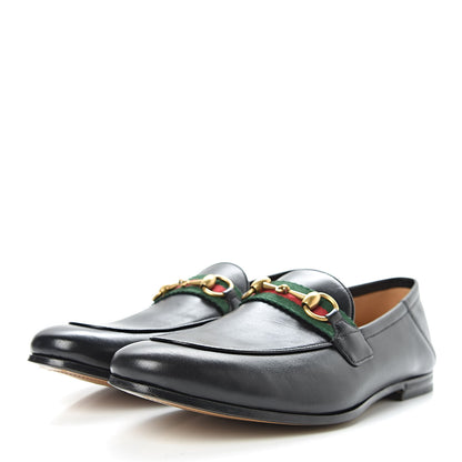 Gucci Lambskin Web Mens Horsebit Loafers 7.5 Black 3 of 10