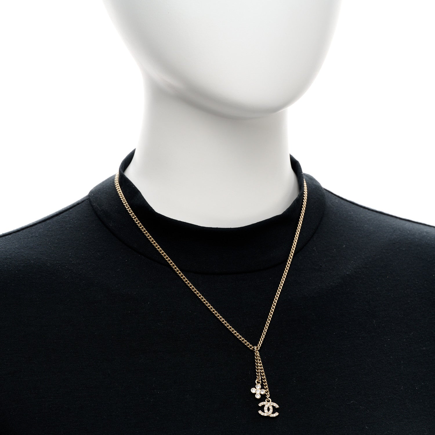 Chanel Crystal Flower CC Lariat Necklace Gold 2 of 6
