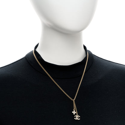 Chanel Crystal Flower CC Lariat Necklace Gold 2 of 6