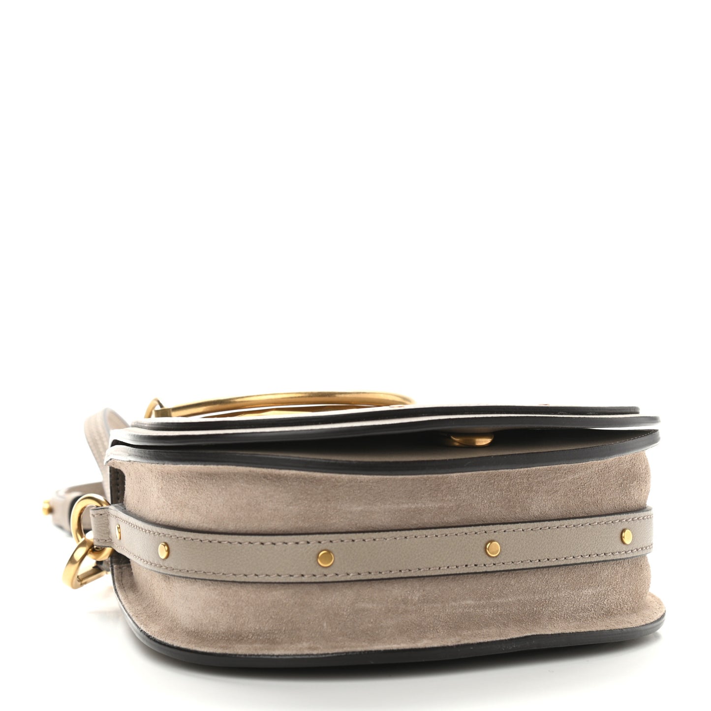 Calfskin Suede Small Nile Bracelet Bag Motty Grey