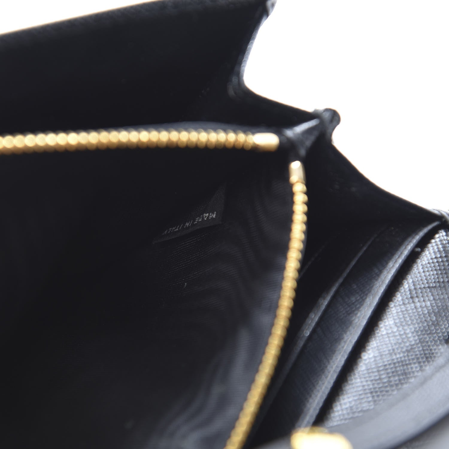 Prada Saffiano Metal Oro Chain Wallet Black 7 of 12