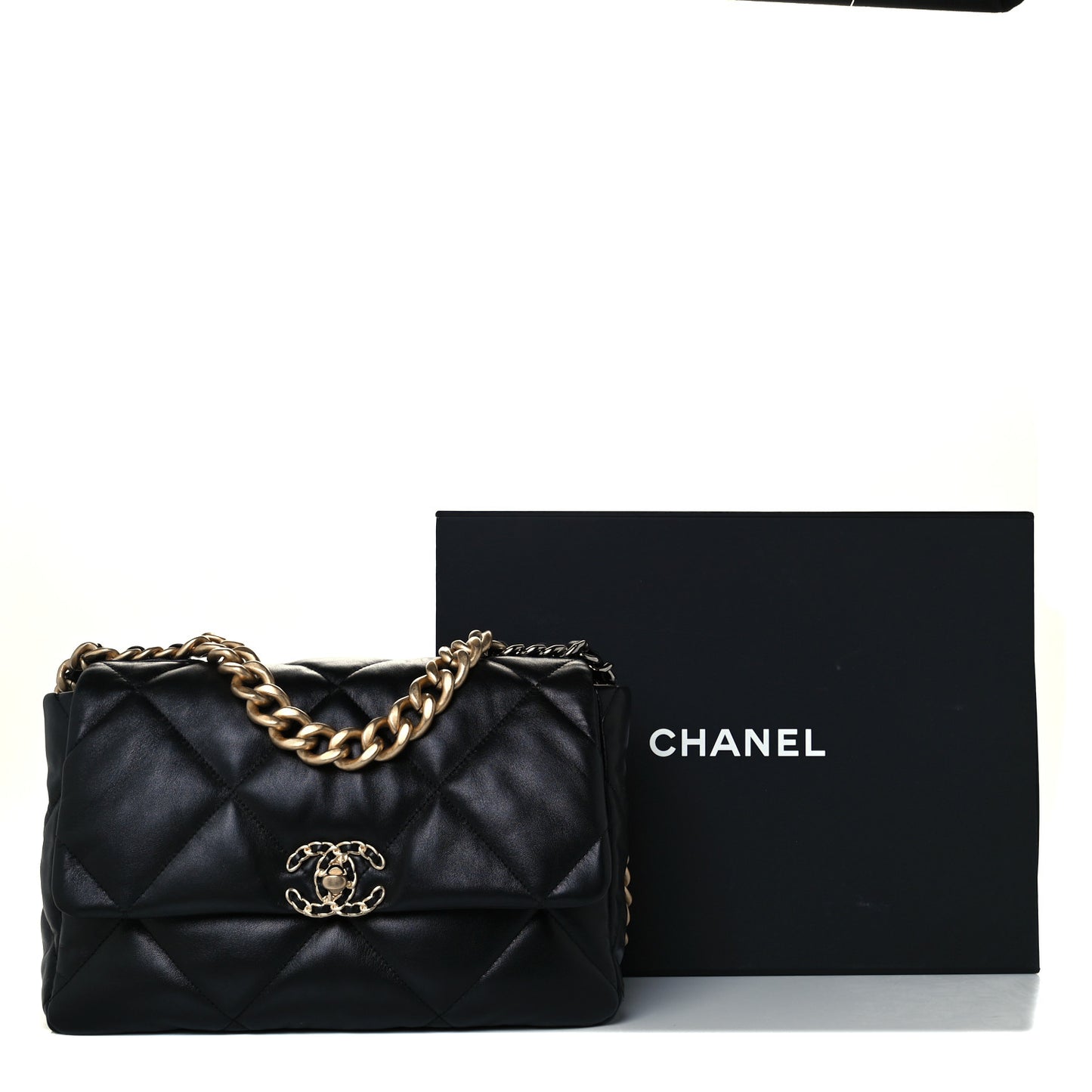 Lambskin Quilted Large Chanel 19 Flap Black