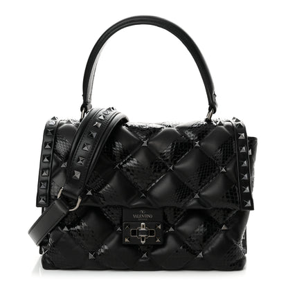 Valentino Garavani Nappa Snakeskin Monochrome Medium Candystud Top Handle Bag Black 1 of 9