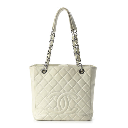 Chanel Caviar Quilted Petit Shopping Tote PST White 1 of 11