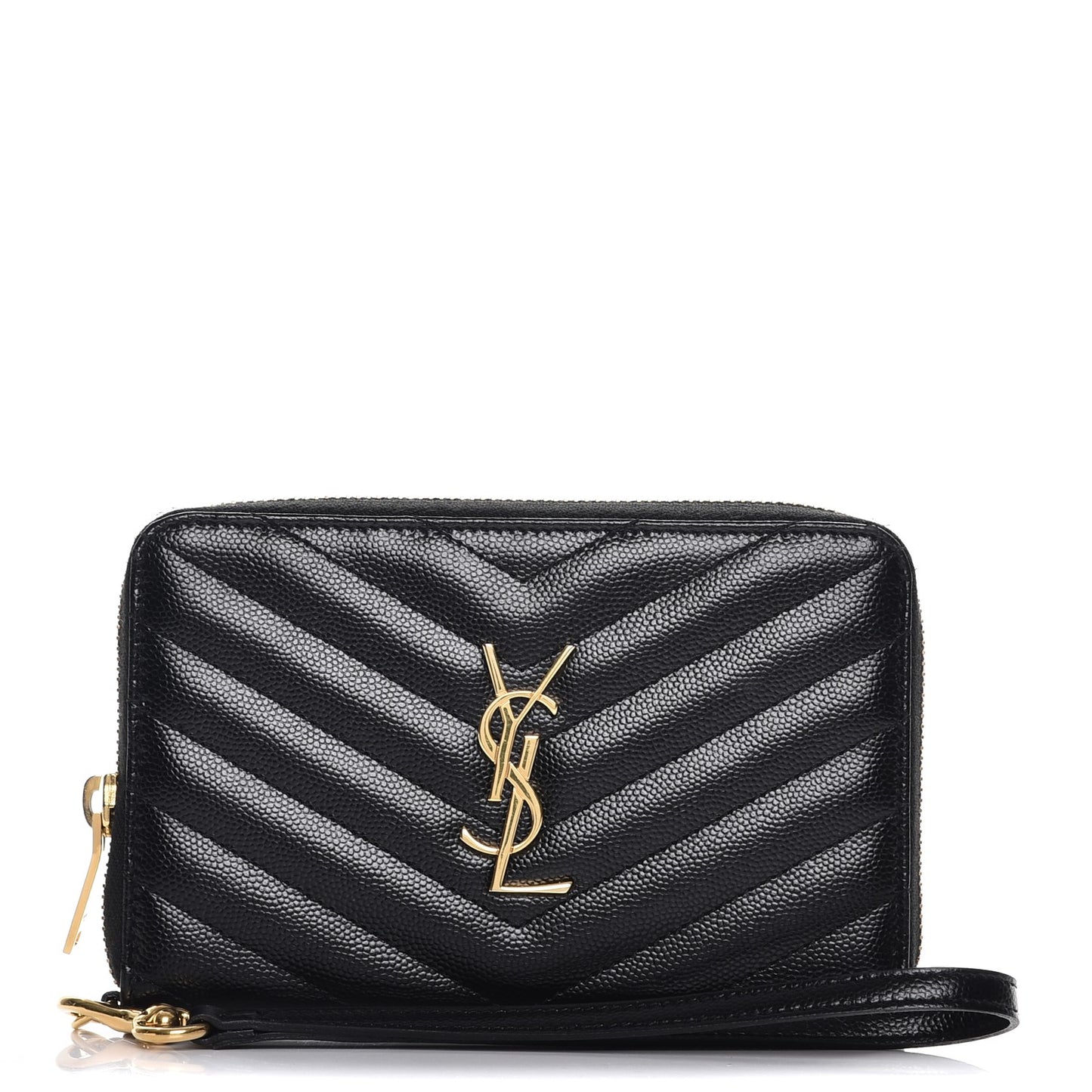 Grain De Poudre Matelasse Chevron Monogram Phone Wallet Black