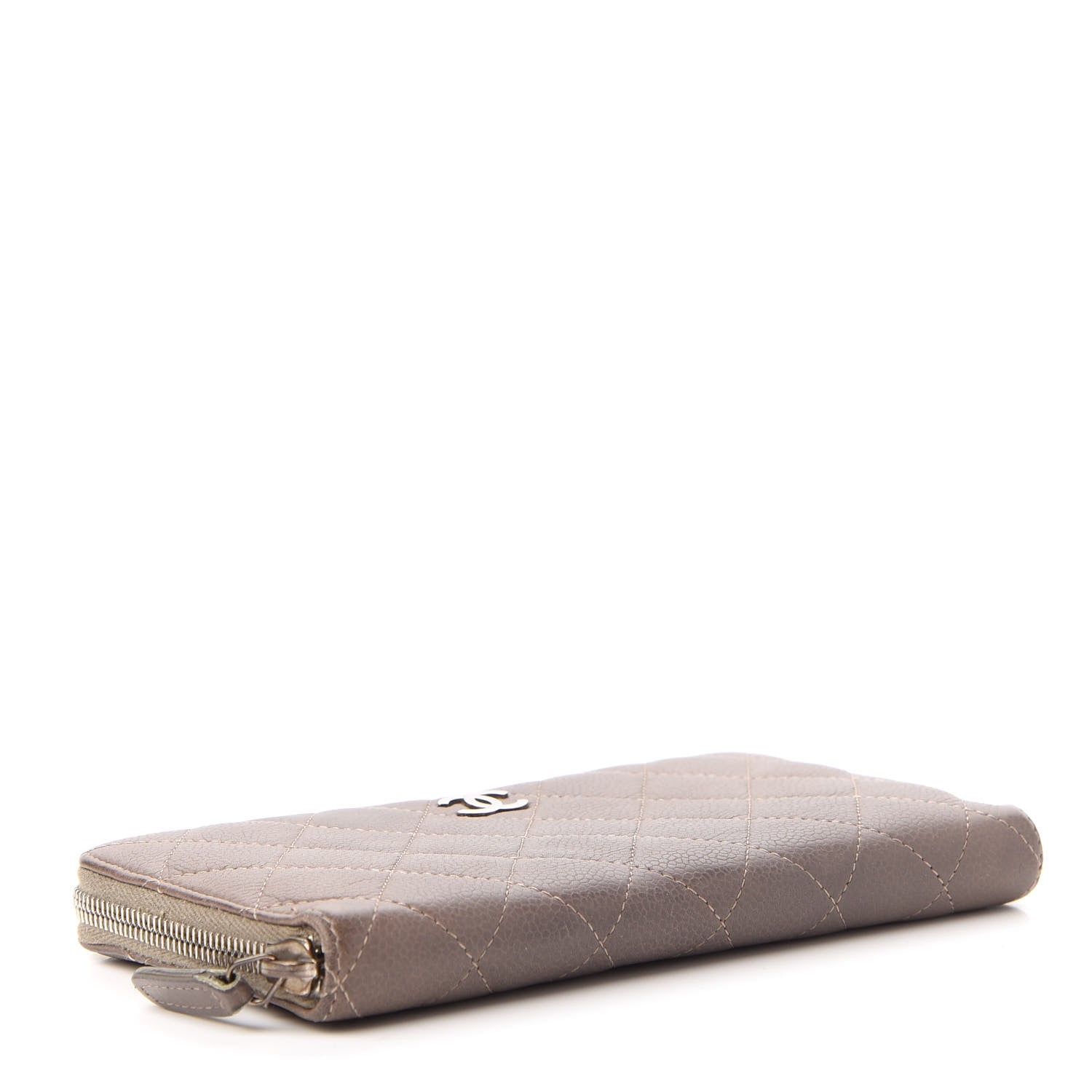 Chanel Caviar Quilted Large Gusset Zip Around Wallet Grey 4 of 12