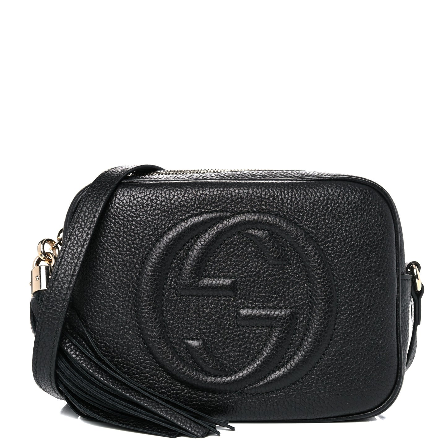 Pebbled Calfskin Small Soho Disco Bag Black