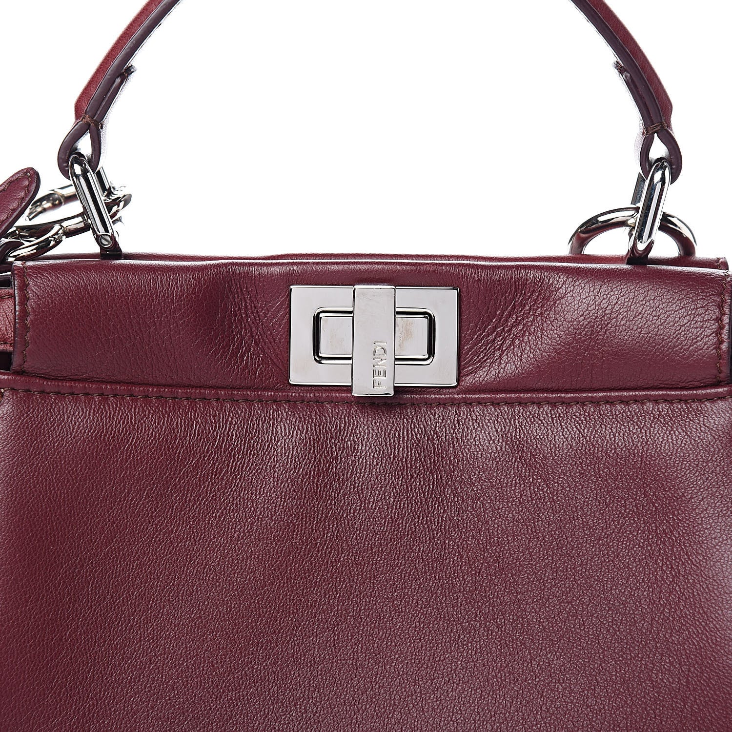 Fendi Nappa Mini Peekaboo Iconic Satchel Bordeaux 15 of 15