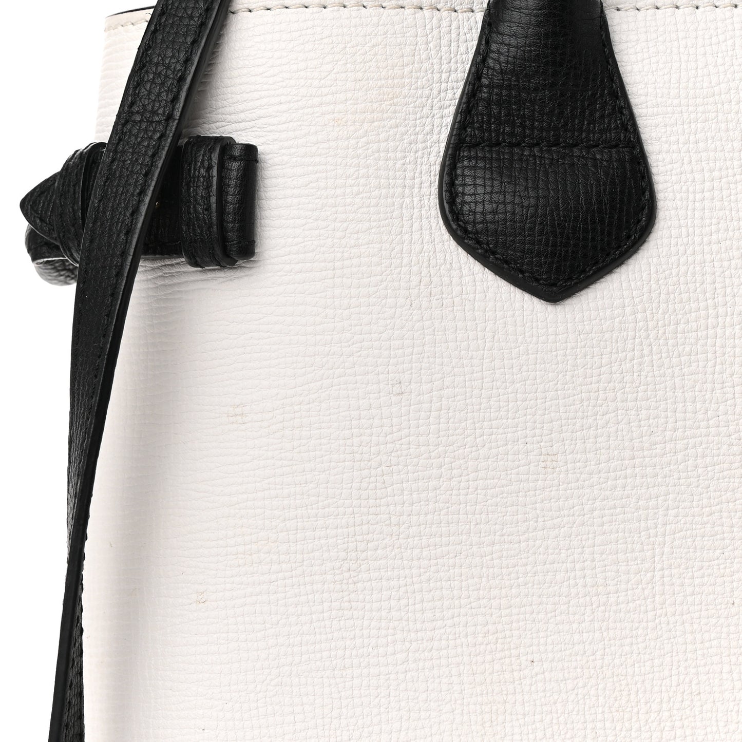 Derby Calfskin House Check Medium Bi-Color Banner Tote Natural Black