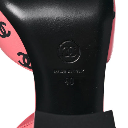 Chanel Printed Lambskin CC Sandals 40 Pink Black 6 of 11