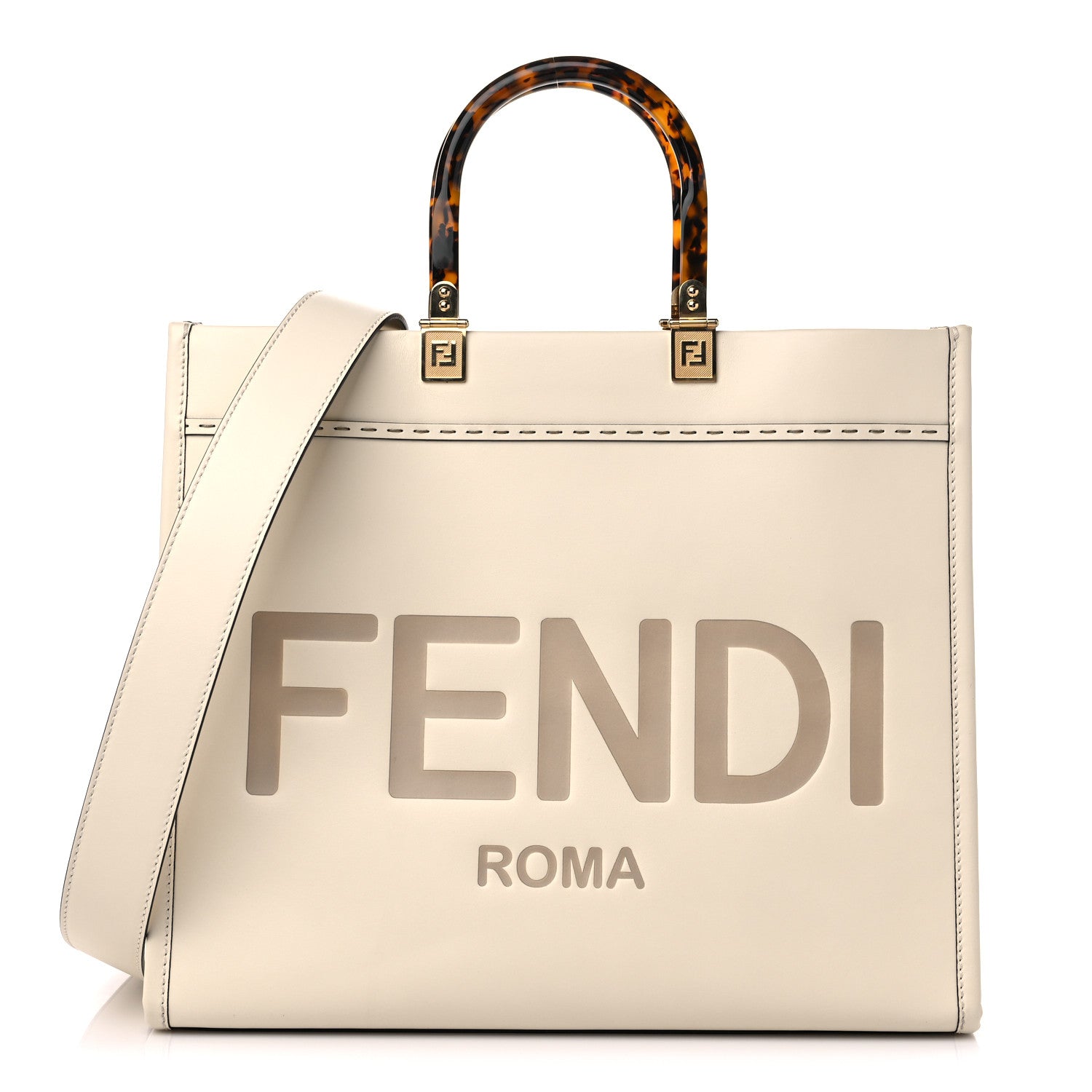 Fendi Vitello King Plexiglass Medium Fendi Sunshine Shopper Tote White Ice 1 of 12