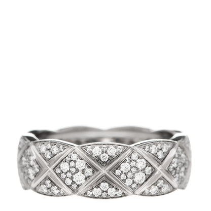 Chanel 18K White Gold Diamond Small Coco Crush Pave Ring 52 6 1 of 6