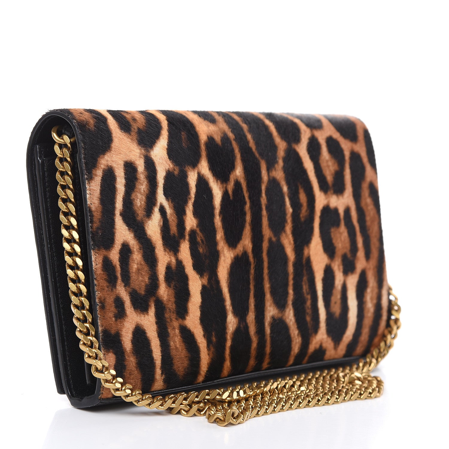 Saint Laurent Calf Hair Monogram Chain Wallet Leopard 3 of 14