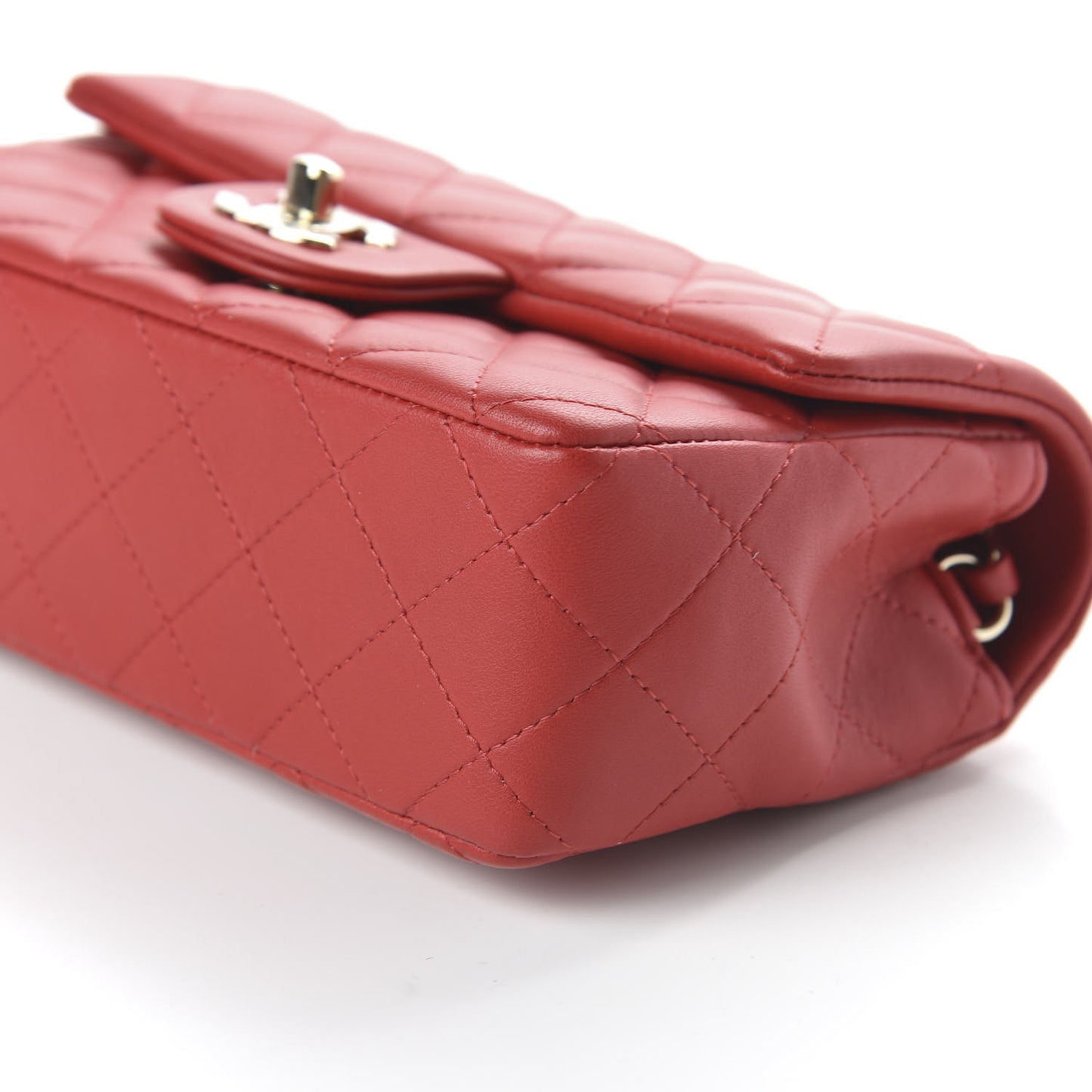 Lambskin Quilted Mini Rectangular Flap Red