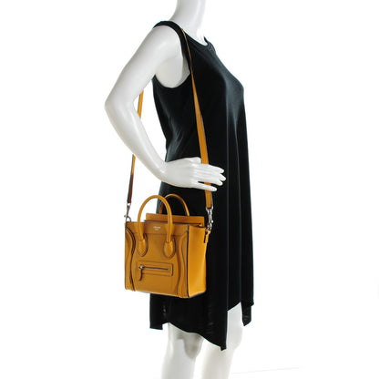 Celine Drummed Calfskin Nano Luggage Ocre 2 of 8