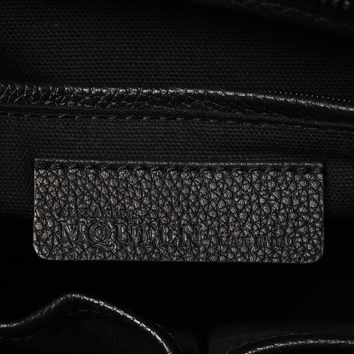 Alexander McQueen Pebbled Calfskin Small Skull Padlock Zip Around Tote Black 6 of 9