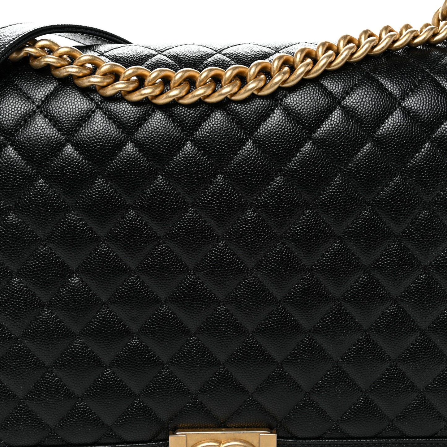 Caviar Quilted Large Boy Flap Black
