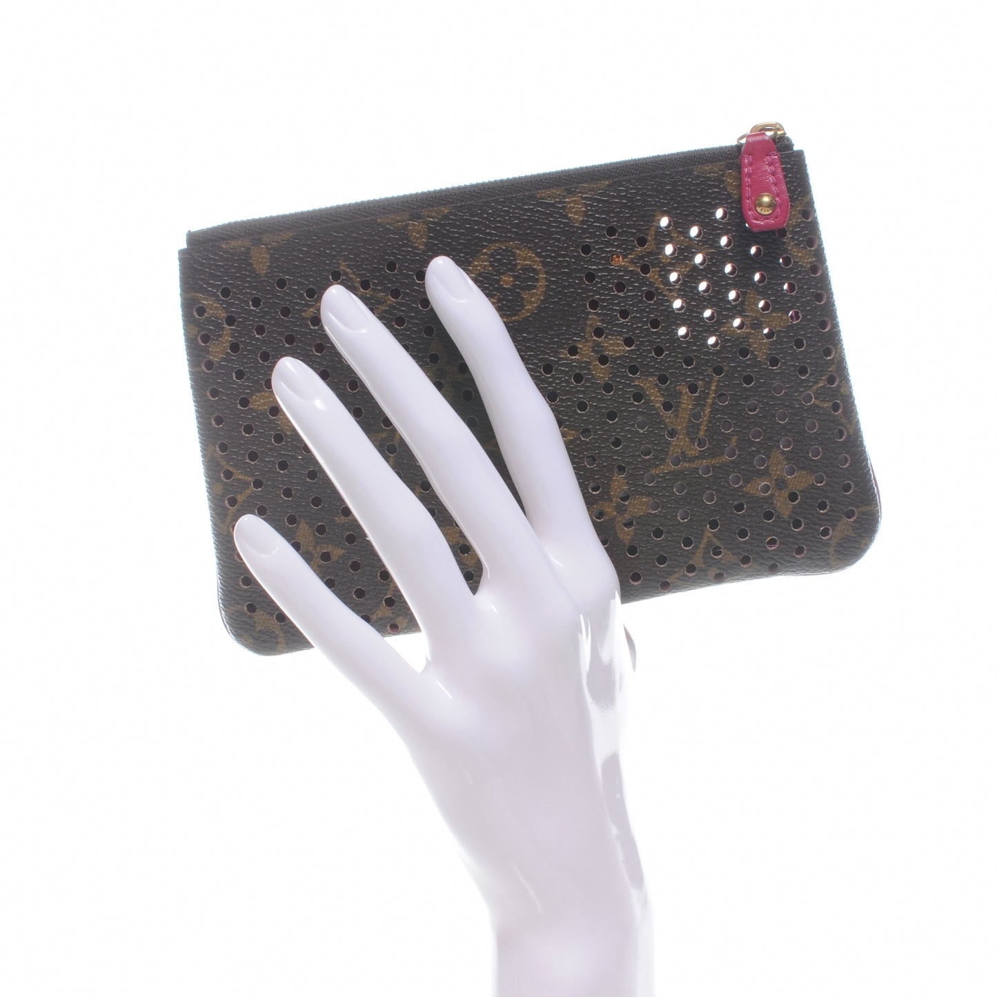 Monogram Perforated Pochette Plat Fuchsia