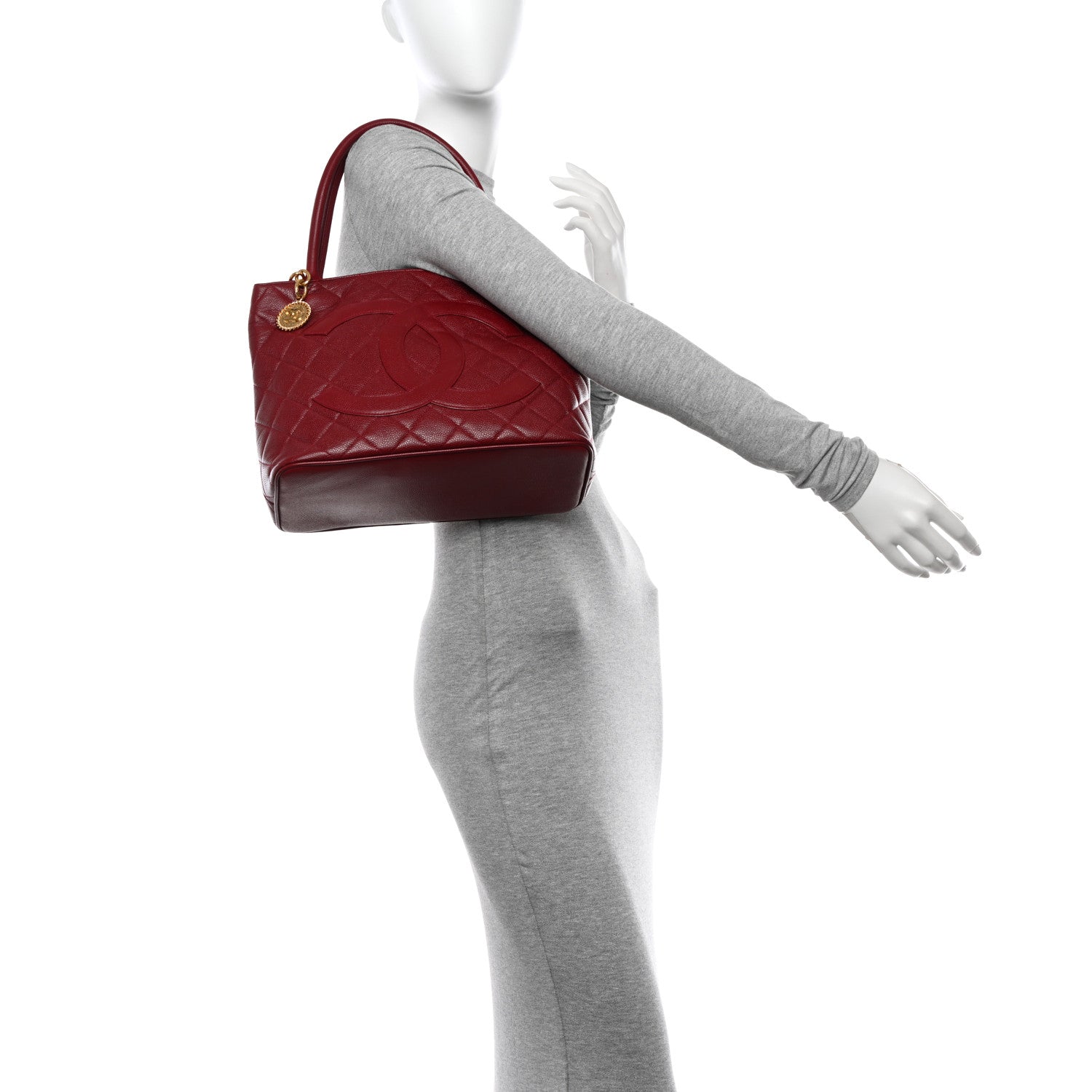 Chanel Caviar Quilted Medallion Tote Red 2 of 13