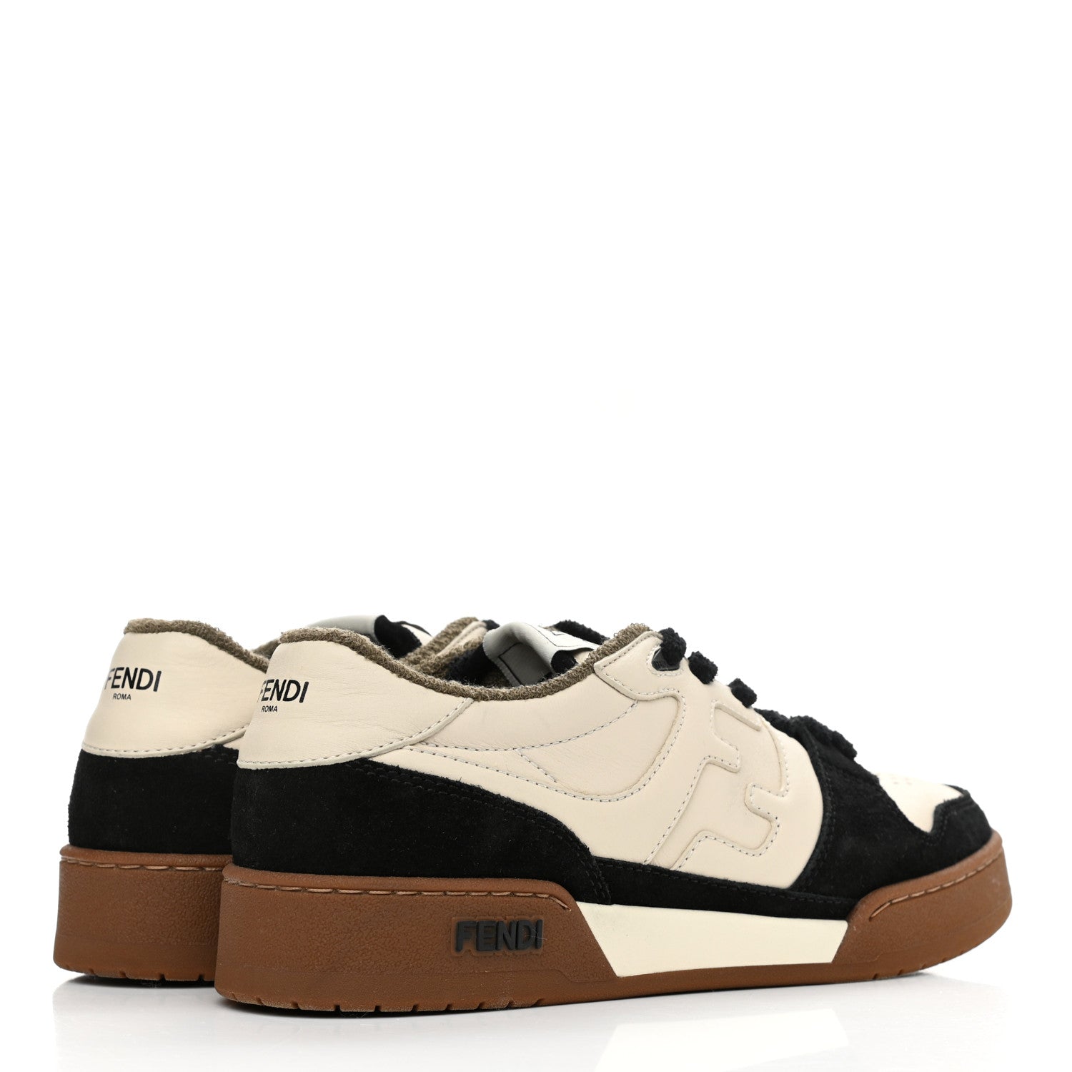 Fendi Suede Vitello Fendi Match Low Top Sneakers 40 Milk Black 4 of 9