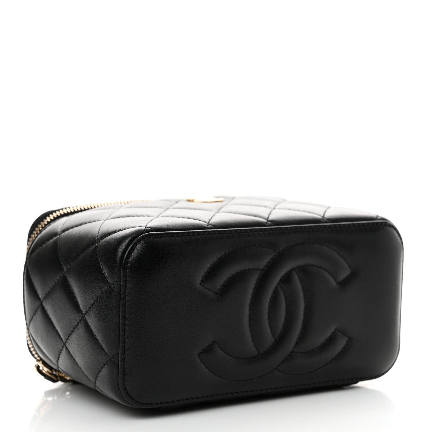 Chanel Lambskin Quilted Pearl Crush Small Vanity Case With Chain Black 4 of 11