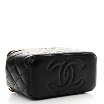 Chanel Lambskin Quilted Pearl Crush Small Vanity Case With Chain Black 4 of 11