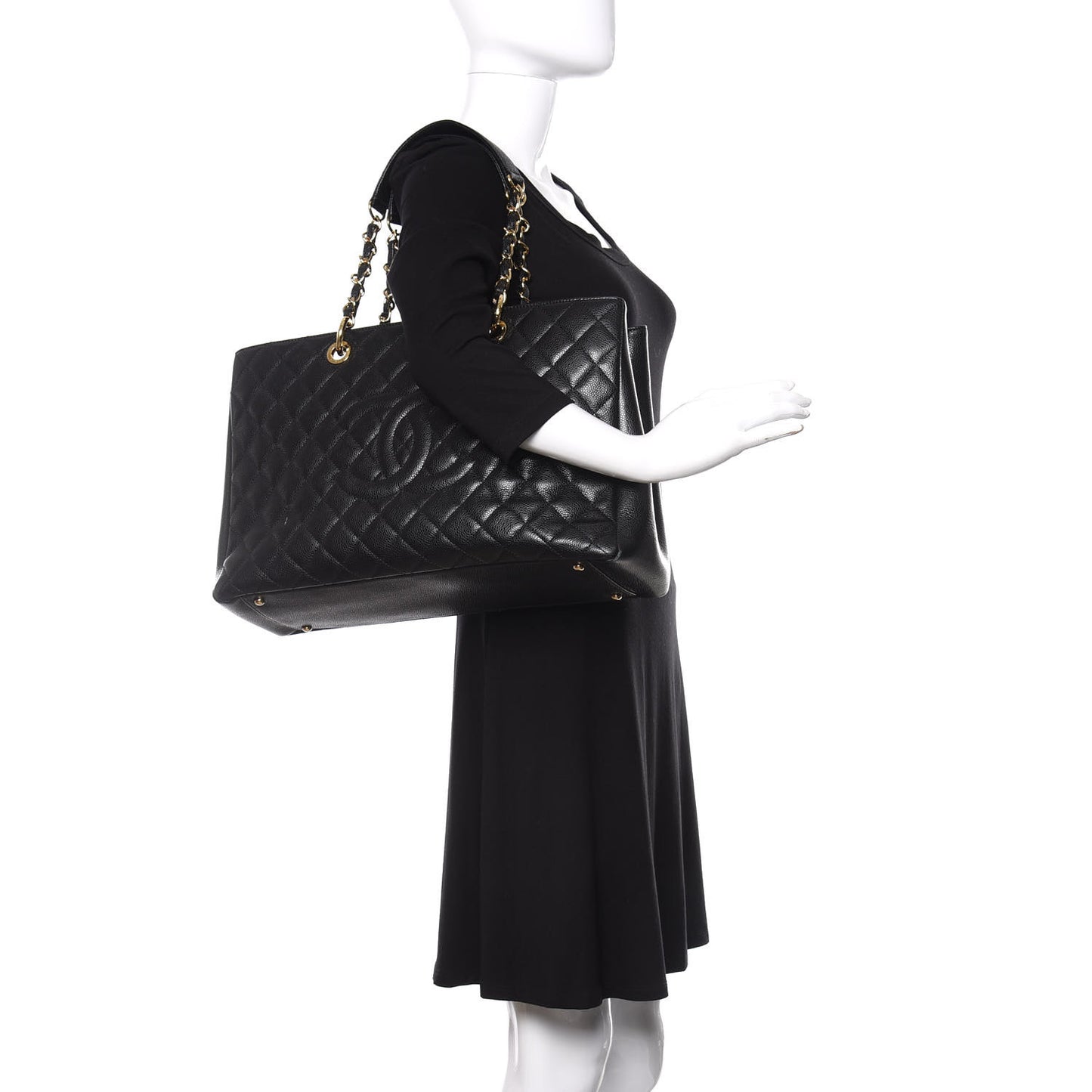 Caviar Quilted XL Grand Shopping Tote GST Black