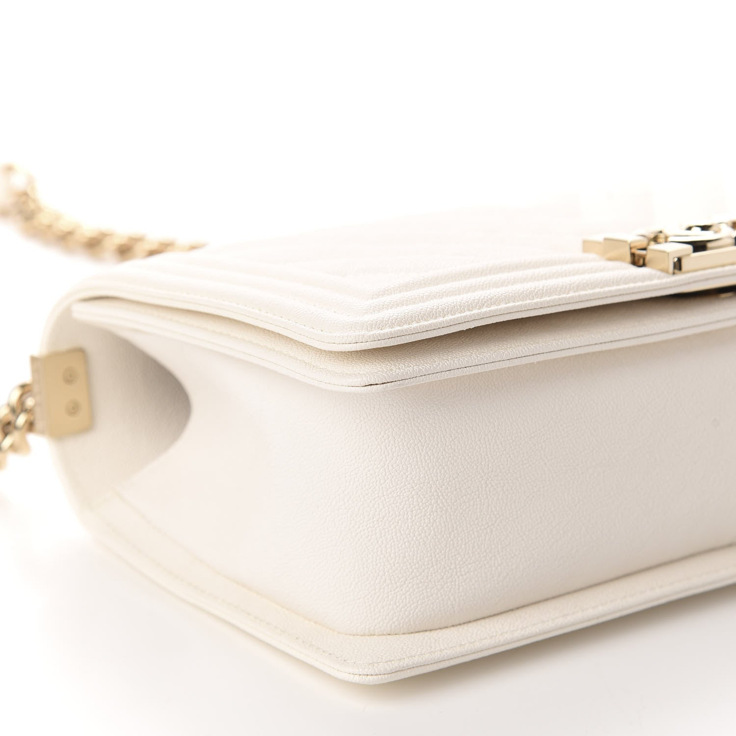 Chanel Caviar Chevron Quilted Medium Boy Flap White 6 of 11