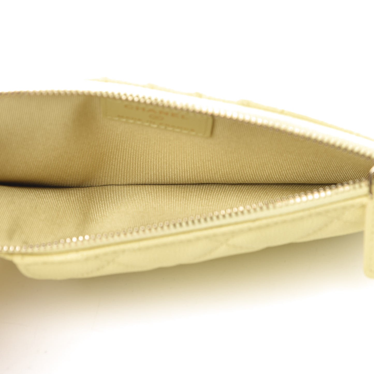 Iridescent Caviar Quilted Classic iPhone Pouch Yellow