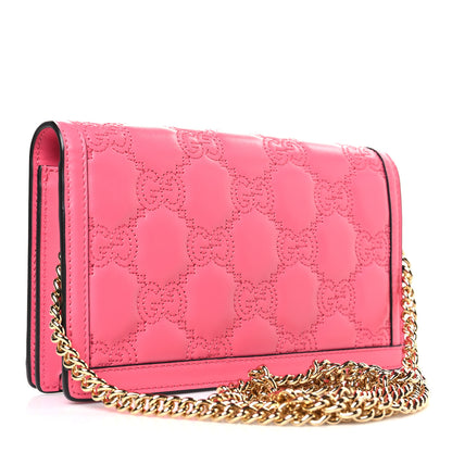 Gucci Calfskin GG Matelasse Chain Wallet Rhodamine Pink 3 of 9
