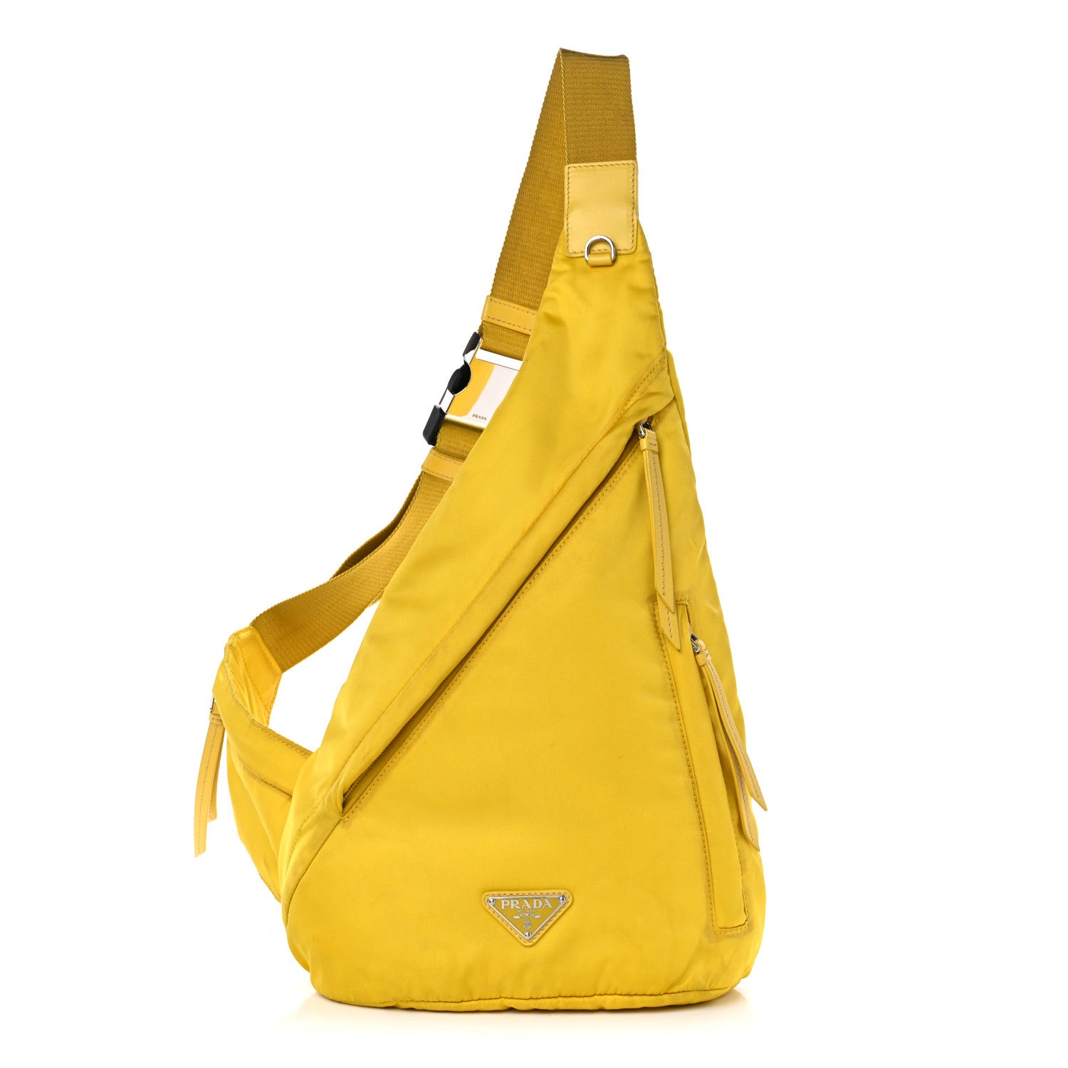 Prada Re-Nylon Vitello Metal Triangle Logo Sling Backpack Giallo 1 of 12