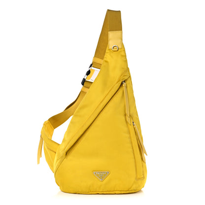 Prada Re-Nylon Vitello Metal Triangle Logo Sling Backpack Giallo 1 of 12
