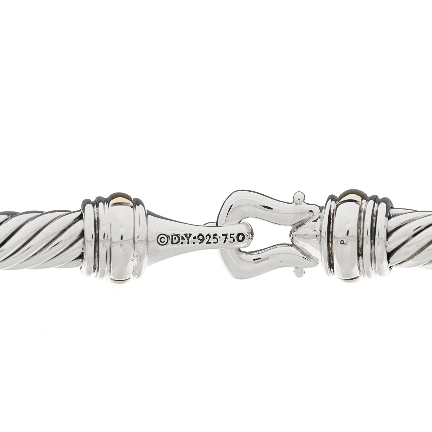 David Yurman Sterling Silver 18K Yellow Gold 4mm Cable Buckle Bracelet 3 of 3