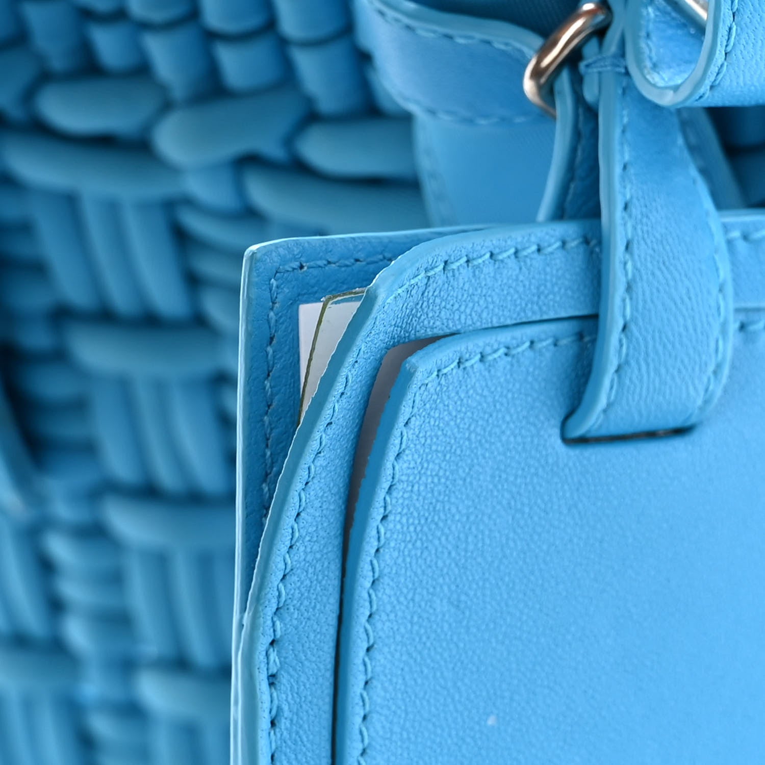 Balenciaga Recycled Nylon Faux Calfskin XXS Bistro Basket Cyan White 11 of 12